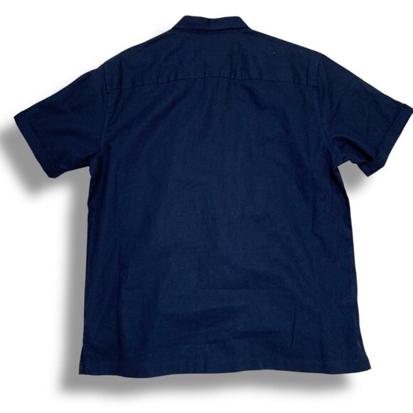 NWT Cubavera Men's Navy Linen Short-Sleeve Button-Up Shirt Sz L Havanna Cigar - Picture 4 of 7